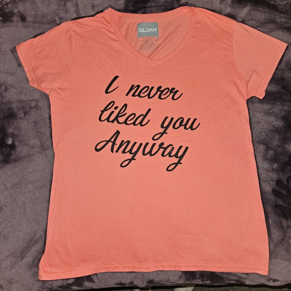 Gildan V-Neck Graphic Tee Women's Size Large
